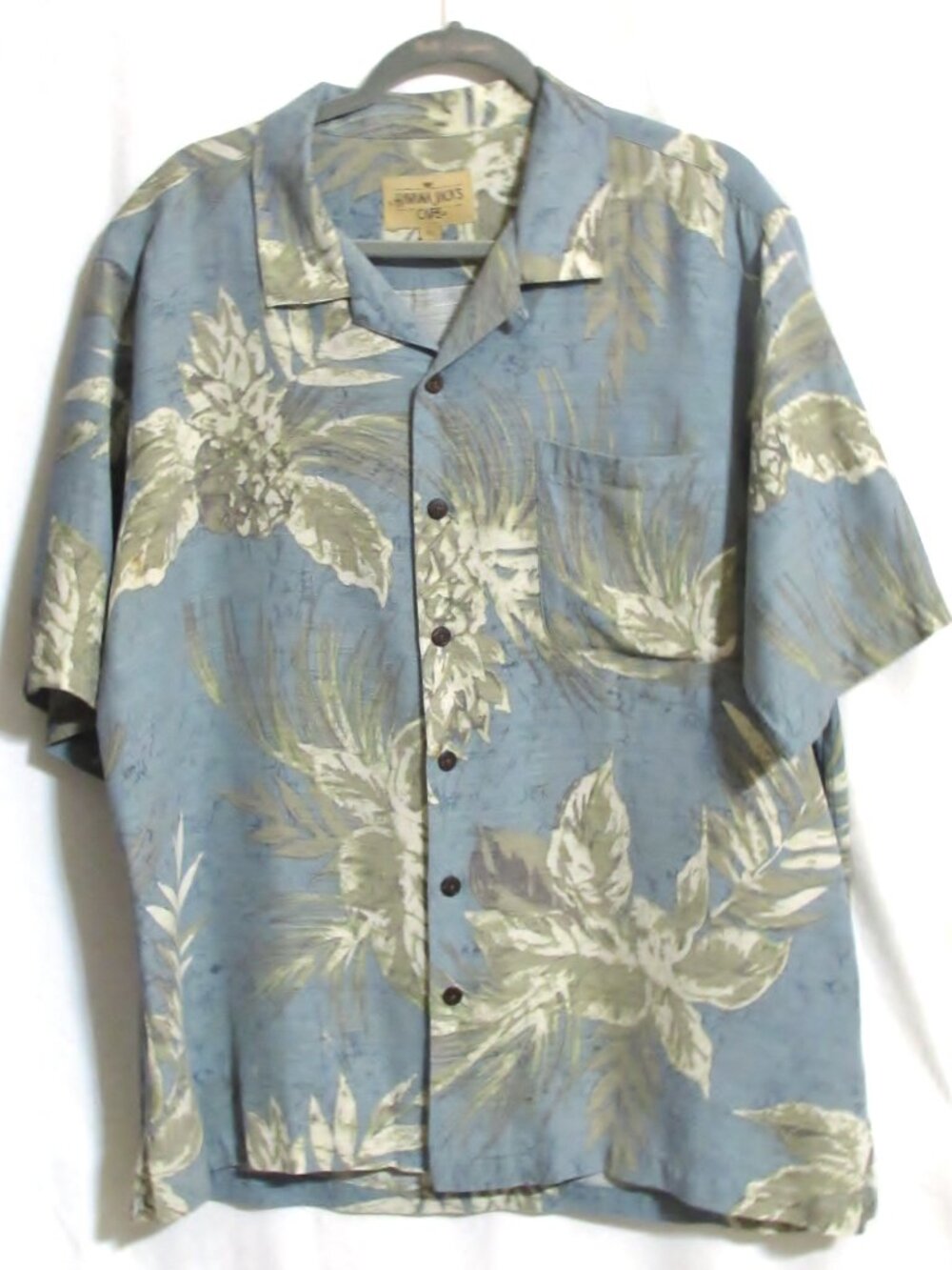 Men's HAVANNA JACK'S CAFE Blue Floral Hawaiian Washable Silk Shirt XL Orig $76